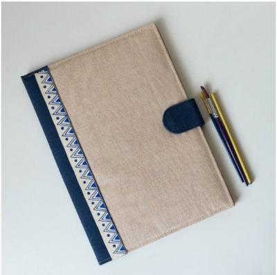 Handmade Canvas Folder with Blue Warli Border