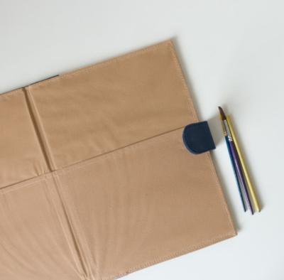 Handmade Canvas Folder with Blue Warli Border
