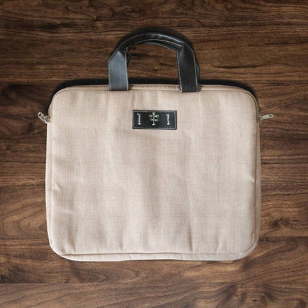 Handmade Canvas Laptop Bag - Beige