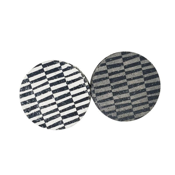 Handmade Coasters with Grey Geometric Print (Pack of 8)