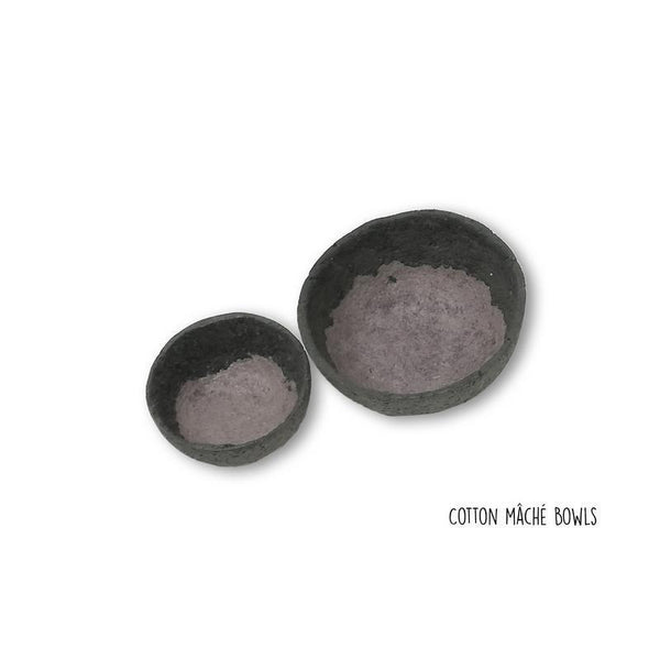 Handmade Cotton Mache Bowls - Black and Mauve (Set of 2)