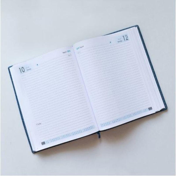 Handmade Jute Diary 2019: Blue with Blue and Yellow Stripes (400 pages)