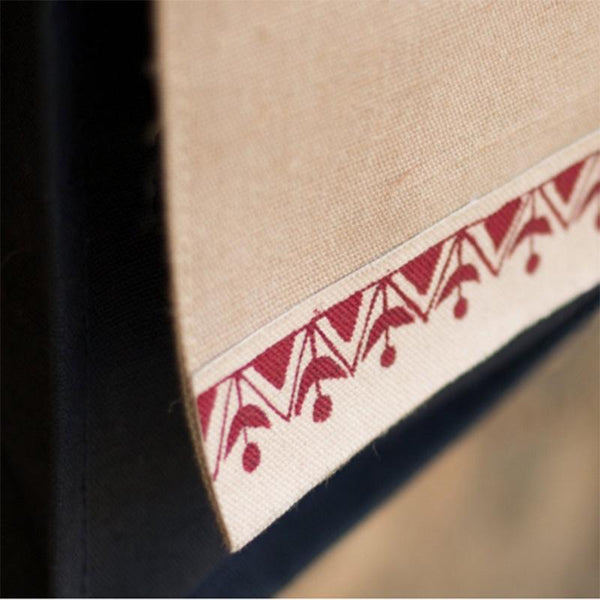 Handmade Canvas Vertical Shoulder Bag/ Laptop Bag with Red Warli Border
