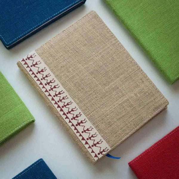 Handmade Jute Diary 2019: Jute with Red Stripes (Tribal Design) - 400 pages