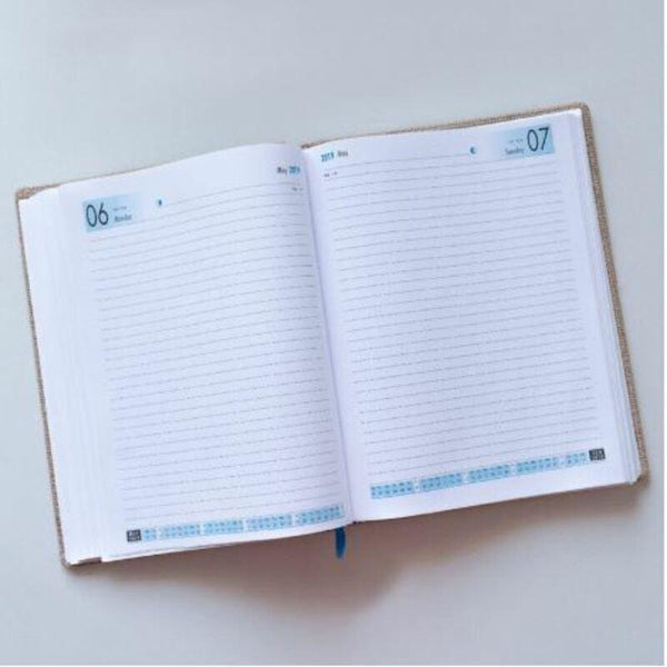 Handmade Jute Diary 2019: Jute with Stripes (Leaf Design) - 400 pages
