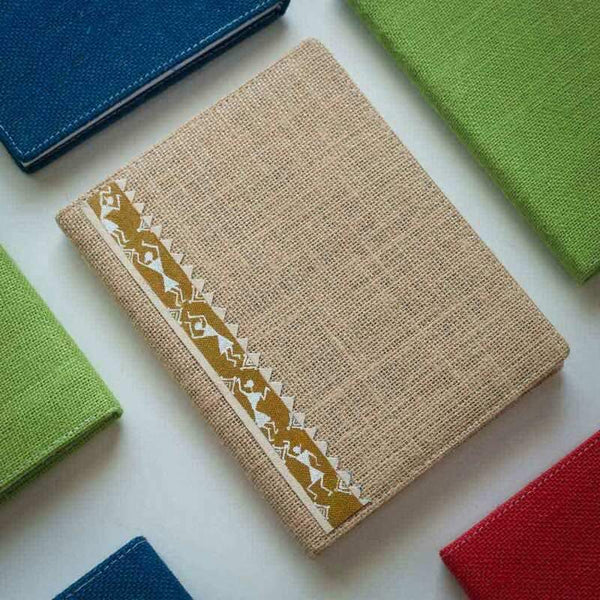 Handmade Jute Diary 2019: Jute with Yellow Stripes (Tribal Design) - 400 pages