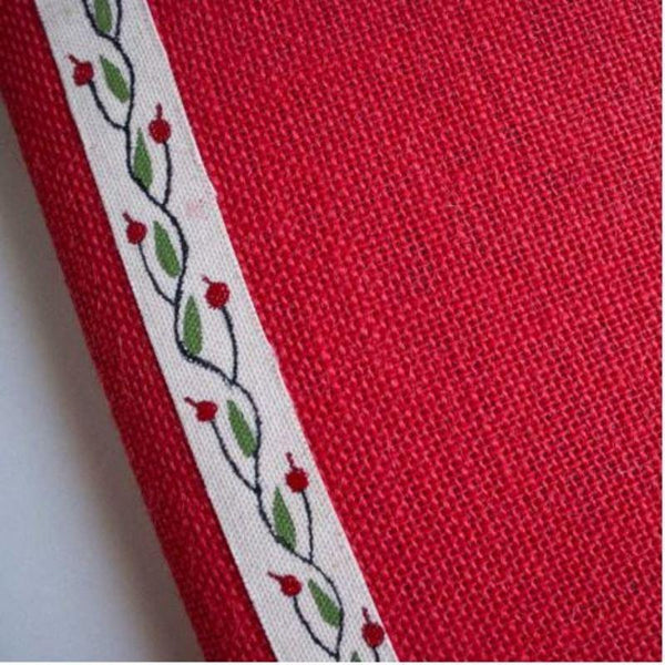 Handmade Jute Diary 2019: Red with Green Stripes (Floral Design) - 400 pages
