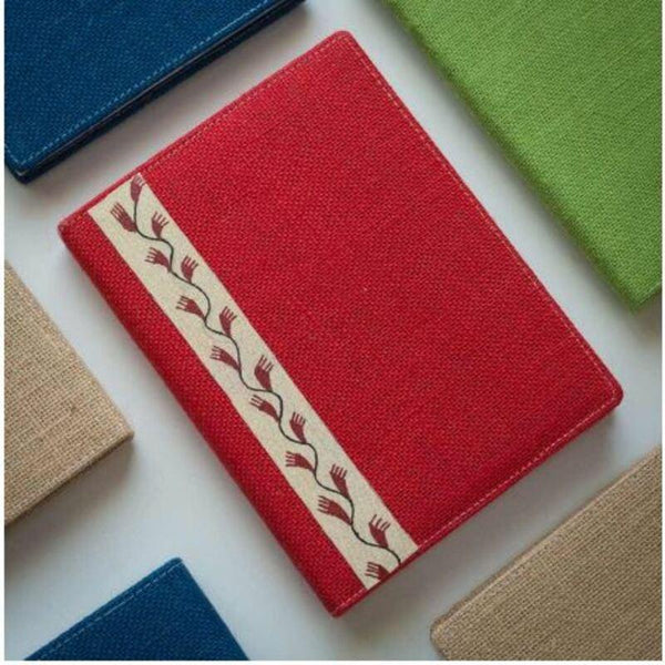 Handmade Jute Diary 2019: Red with Stripe (Leaf Design) - 400 pages