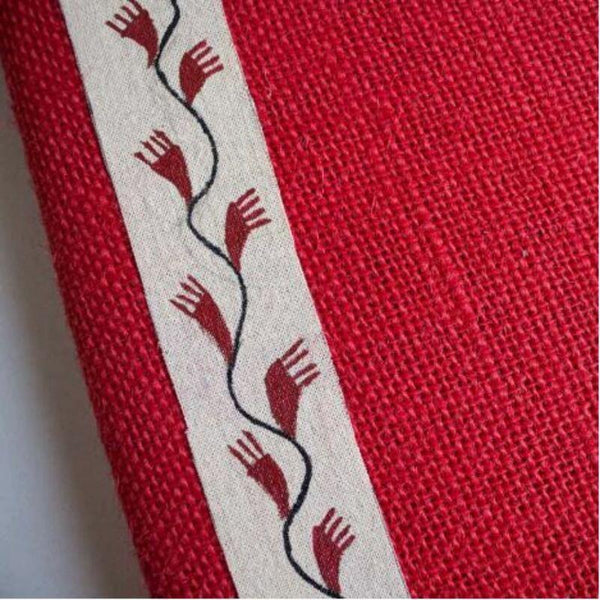 Handmade Jute Diary 2019: Red with Stripe (Leaf Design) - 400 pages