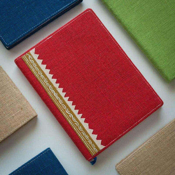 Handmade Jute Diary 2019: Red with Yellow Stripes - 400 pages