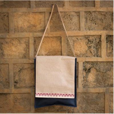 Handmade Jute Shoulder Bag - Beige and Maroon