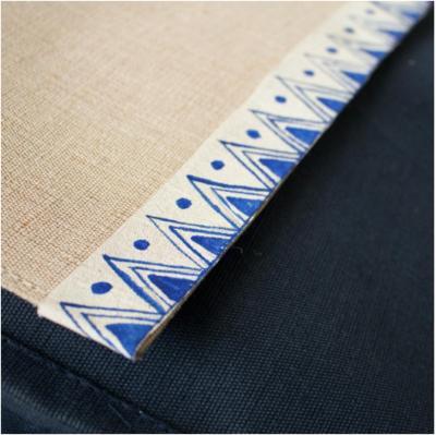 Handmade Jute Shoulder Bag - Beige and Blue