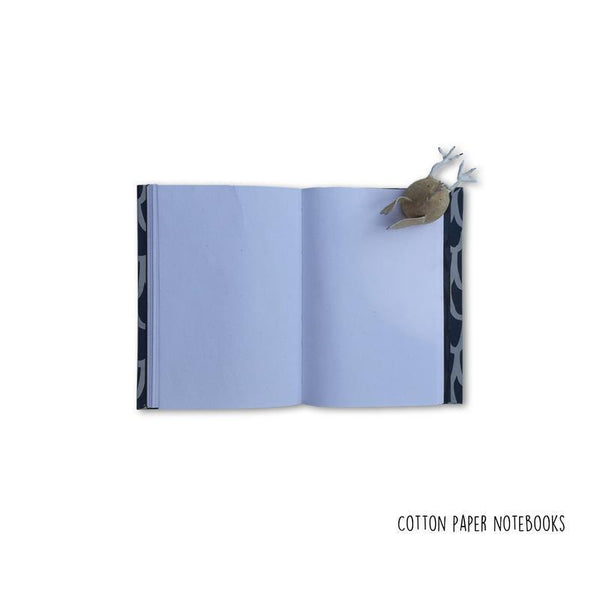Handmade Paper Hardbound Notebook - Dark Grey With Off-White 'U' Print (100 pages)