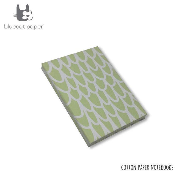 Handmade Paper Hardbound Notebook - Light Green With White 'U' Print (100 pages)
