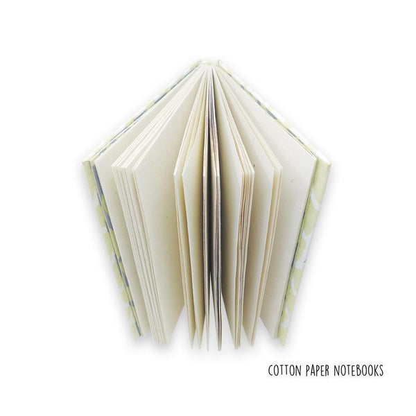 Handmade Paper Hardbound Notebook - Light Green With White 'U' Print (100 pages)