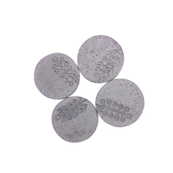 Handmade Paper Mache Coasters - Mauve with Stalk Leaf Impression (Pack of 4)