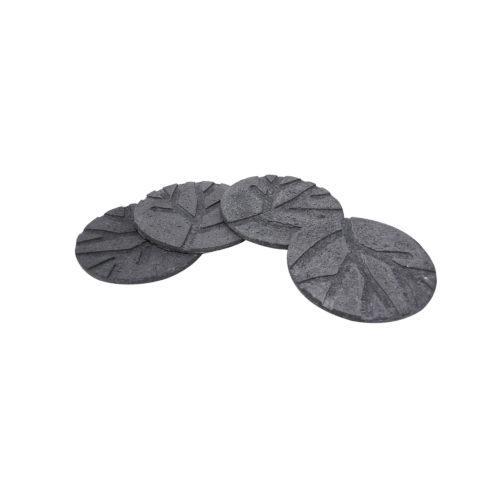 Handmade Paper Mache Coasters with Dark Grey Tree Impression (Pack of 4)