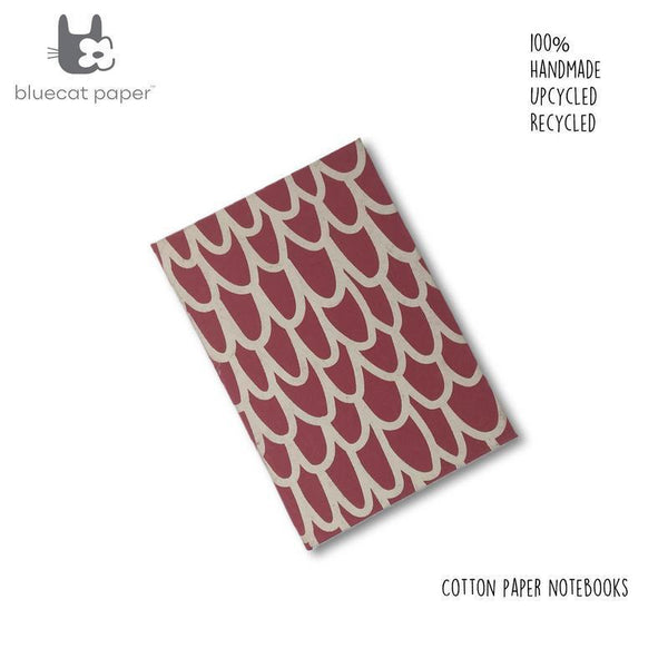 Handmade Paper Notebook - Dull Red With Beige 'U' Print (100 pages)