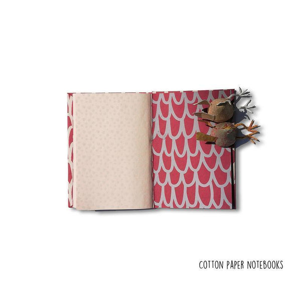 Handmade Paper Notebook - Dull Red With Beige 'U' Print (100 pages)