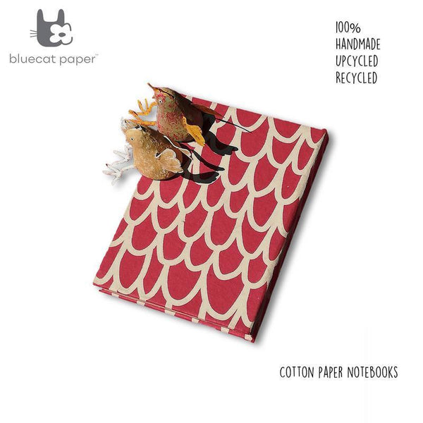 Handmade Paper Notebook - Dull Red With Beige 'U' Print (100 pages)