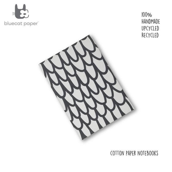 Handmade Paper Notebook - White With Black 'U' Print (100 pages)