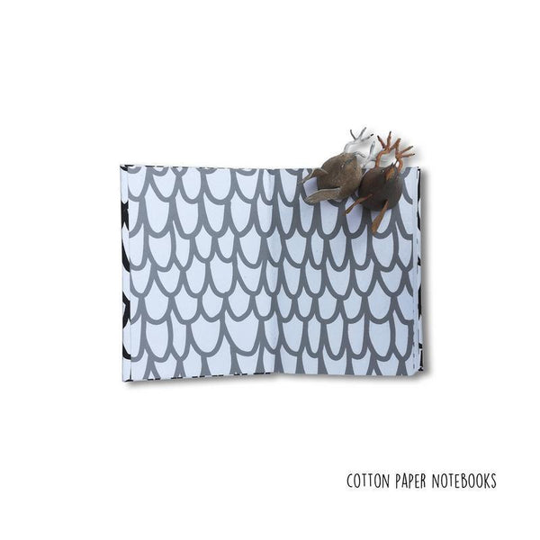 Handmade Paper Notebook - White With Black 'U' Print (100 pages)