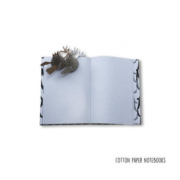 Handmade Paper Notebook - White With Black 'U' Print (100 pages)