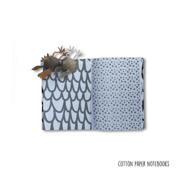 Handmade Paper Notebook - White With Black 'U' Print (100 pages)