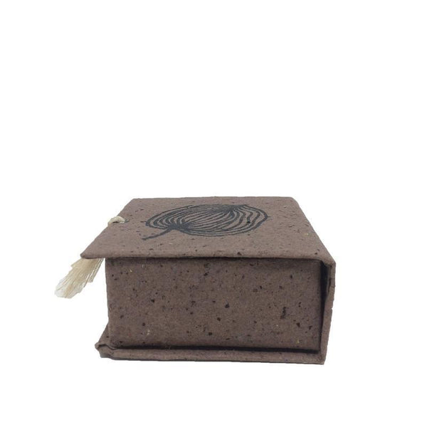 Handmade Paper Notepad Holder with Leaf Print - Coffee Brown