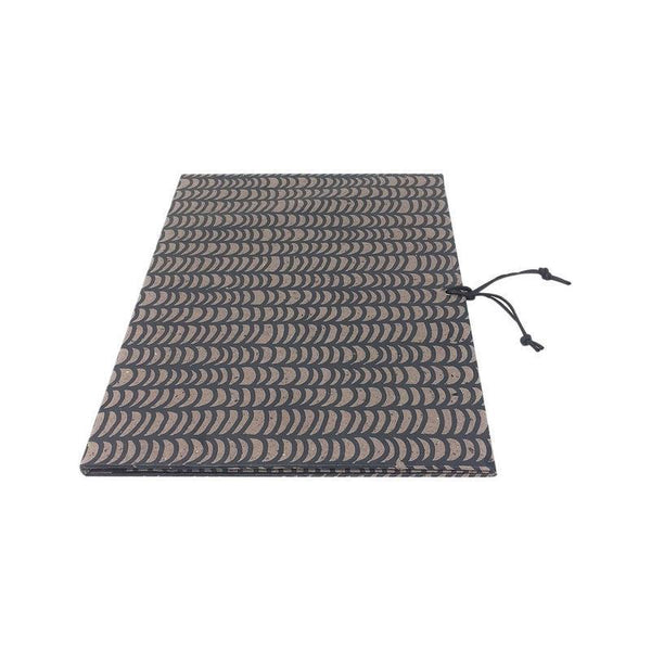 Handmade Recycled Paper File Folder - Coffee Brown with Wave Print