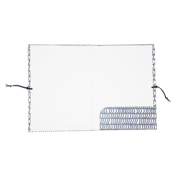 Handmade Recycled Paper File Folder - White with Grey Wave Print
