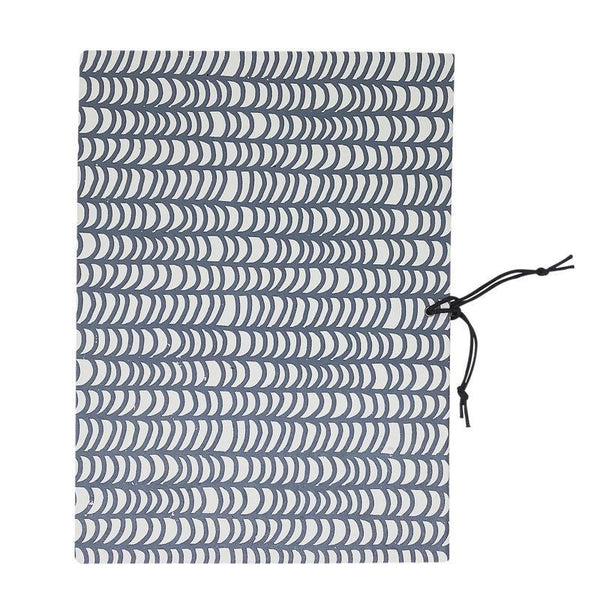 Handmade Recycled Paper File Folder - White with Grey Wave Print