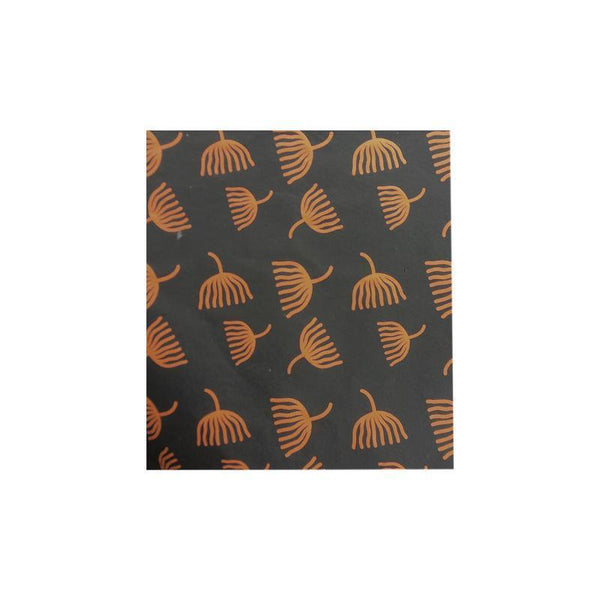 Handmade Recycled Paper Gift Wrapping Sheets - Dark Grey with Orange Dandelion Print (Single)