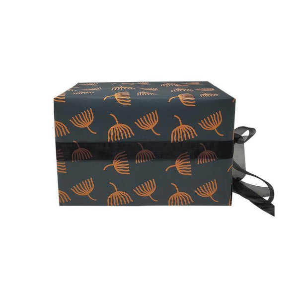 Handmade Recycled Paper Gift Wrapping Sheets - Dark Grey with Orange Dandelion Print (Single)