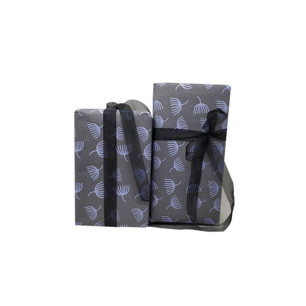 Handmade Recycled Paper Gift Wrapping Sheets - Light Grey with Dandelion Print (Single)