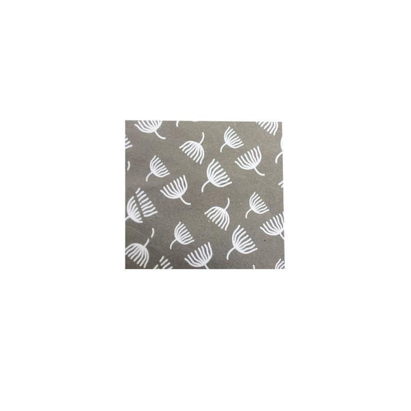 Handmade Recycled Paper Gift Wrapping Sheets - Light Grey with Dandelion Print (Single)