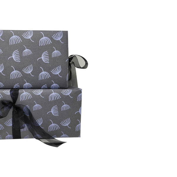 Handmade Recycled Paper Gift Wrapping Sheets - Light Grey with Dandelion Print (Single)