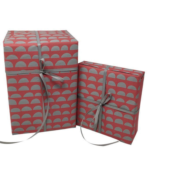 Handmade Recycled Paper Gift Wrapping Sheets - Red with Cloud Print (Single)