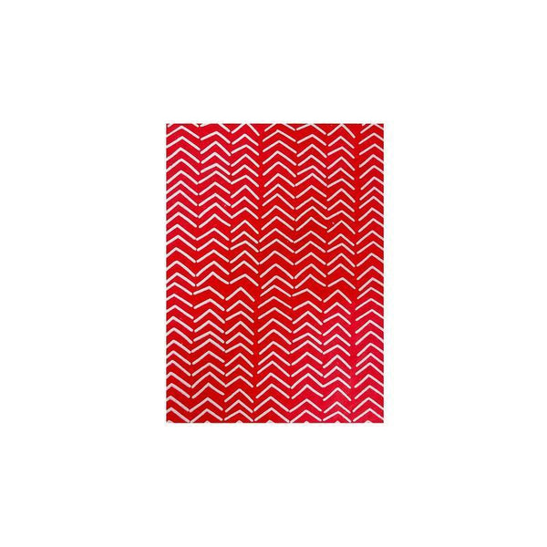 Handmade Recycled Paper Gift Wrapping Sheets - Red with Zigzag Print (Single)