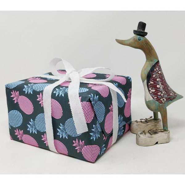 Handmade Recycled Paper Gift Wrapping Sheets with Pineapple Print (Pack of 3)