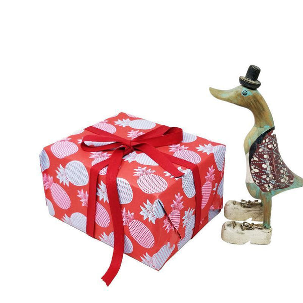 Handmade Recycled Paper Gift Wrapping Sheets with Pineapple Print (Pack of 3)