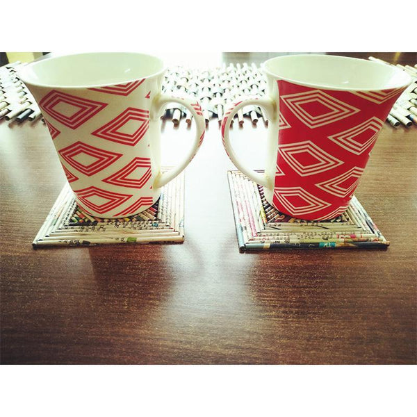 Upcycled Newspaper Coasters Handcrafted by Women Artisans - Square (Pack of 6)