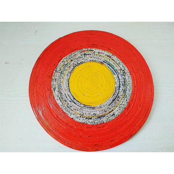 Upcycled Newspaper Table Mats Handcrafted by Women Artisans - Round (Pack of 3)