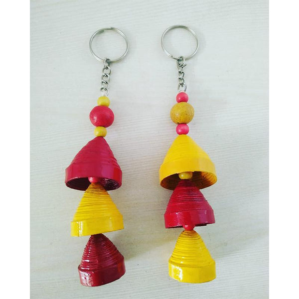 Upcycled Newspaper Key Ring Handcrafted by Women Artisans - Pack of 2
