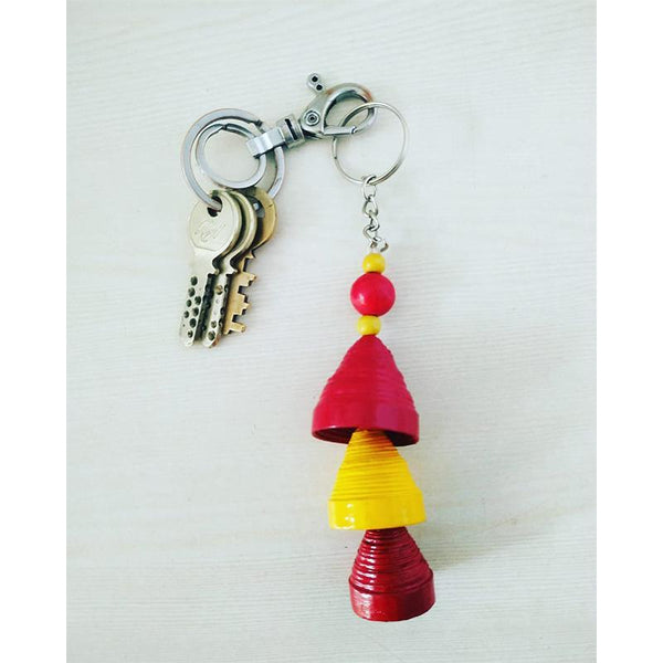 Upcycled Newspaper Key Ring Handcrafted by Women Artisans - Pack of 2