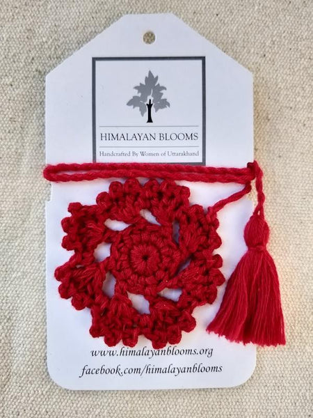 Handwoven Cotton Red Bookmark Made By Himalayan Women Artisans