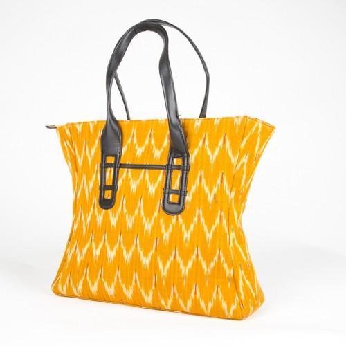 Handwoven Mustard Ikat Tote Bag