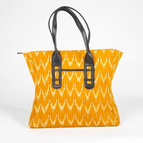 Handwoven Mustard Ikat Tote Bag