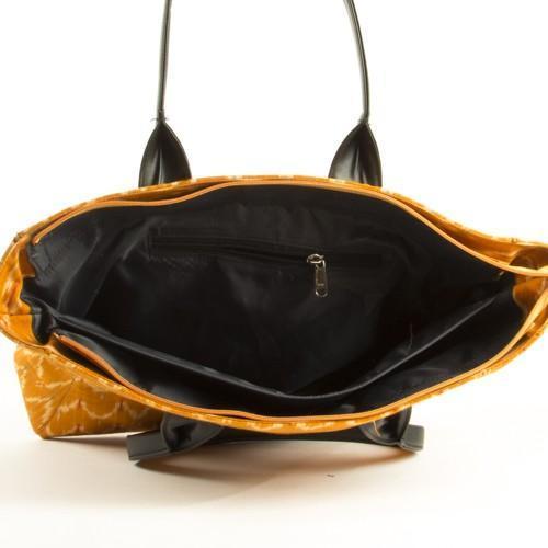 Handwoven Mustard Ikat Tote Bag