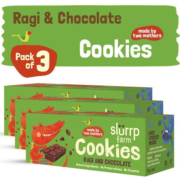 Healthy Wholegrain Cookies - Ragi and Chocolate with Zero Transfat (Pack of 3) - 225g